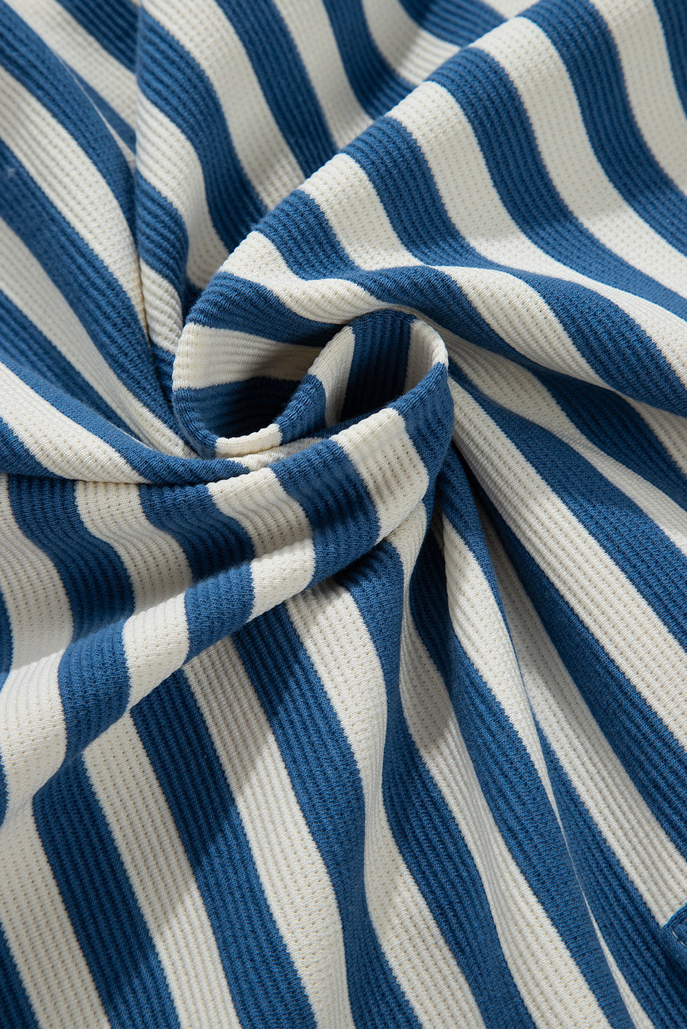 Sky Blue Stripe Back-Button Notch-Neck Top