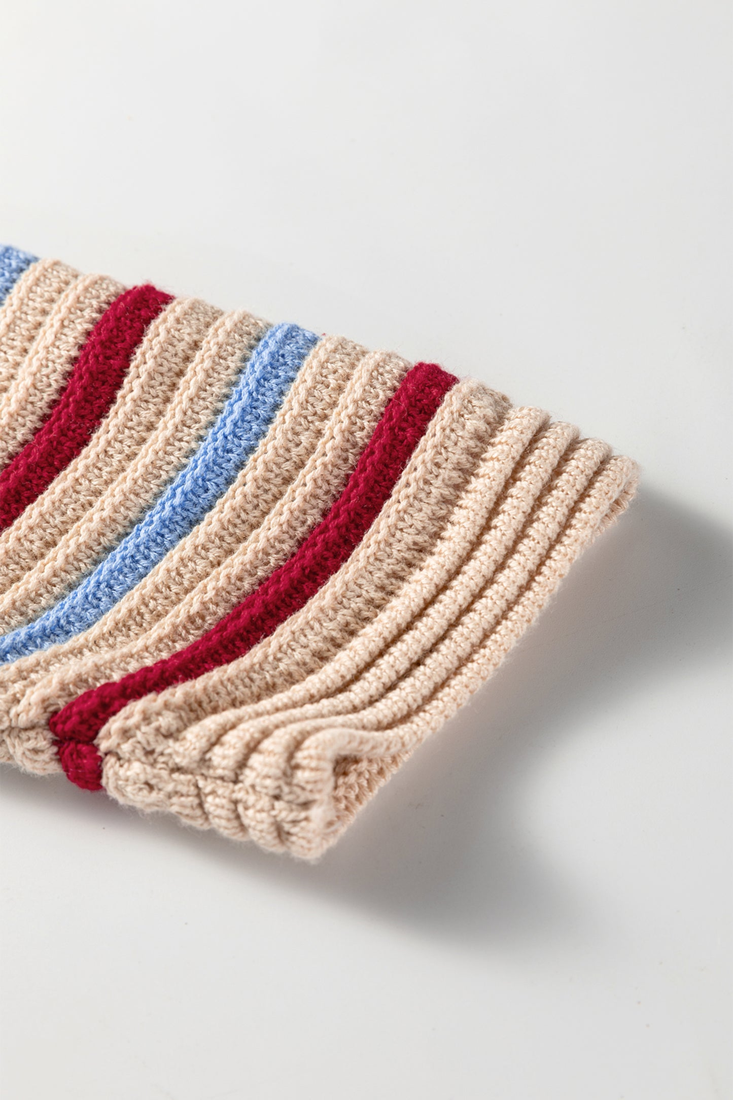 Khaki Multicolor Striped Cropped Sweater
