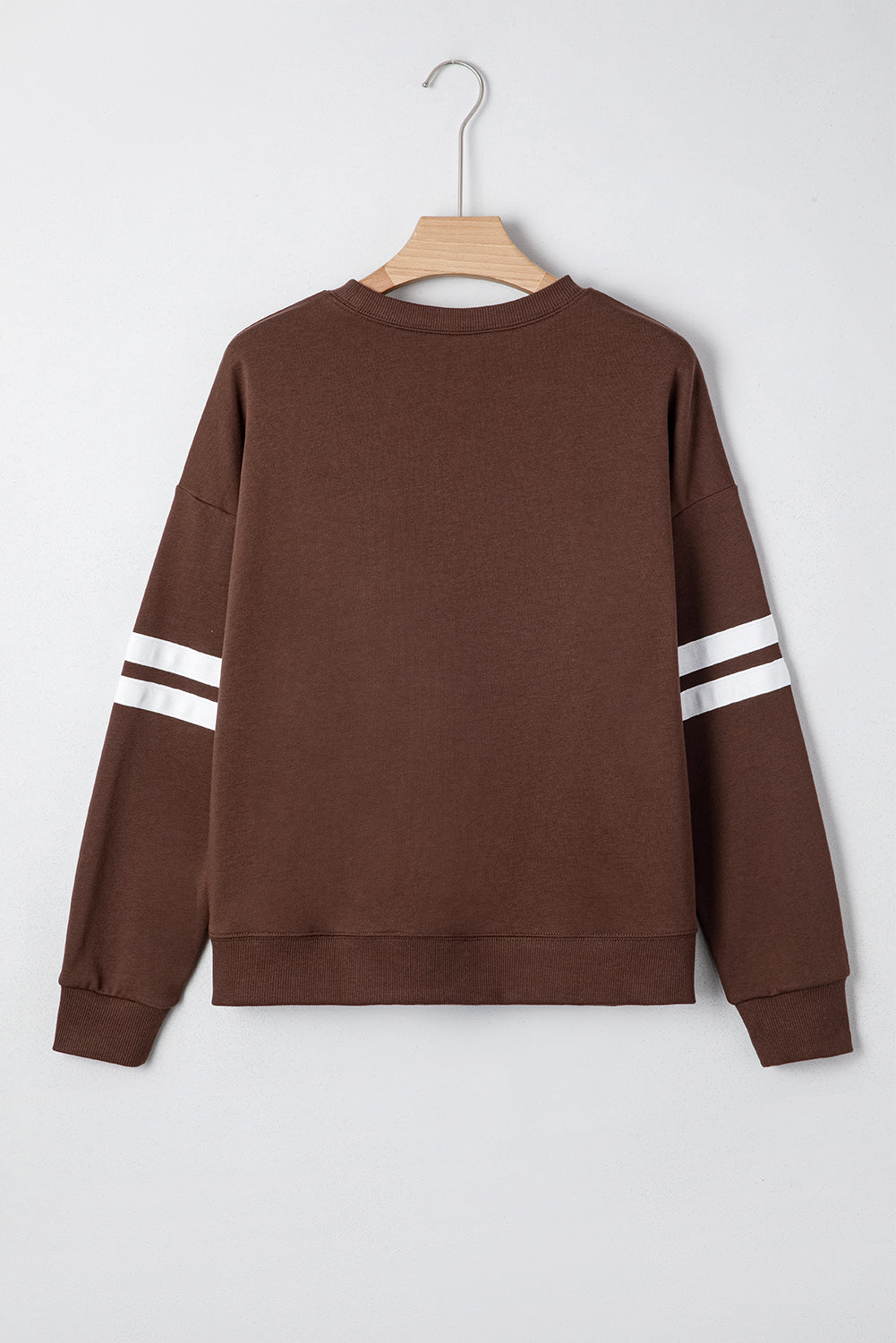 White Varsity Striped Detail Drop-Shoulder Oversized Sweatshirt