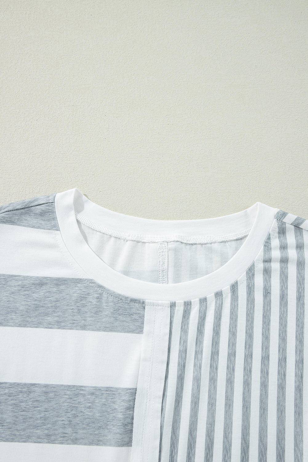Gray Mixed-Stripe T-Shirt Shift Dress