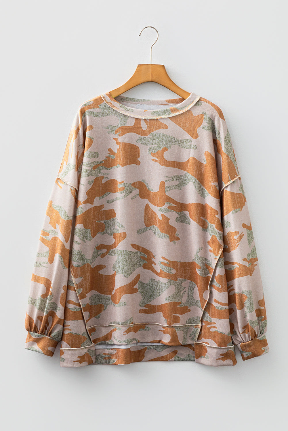Green Camouflage Exposed-Seam Sweatshirt