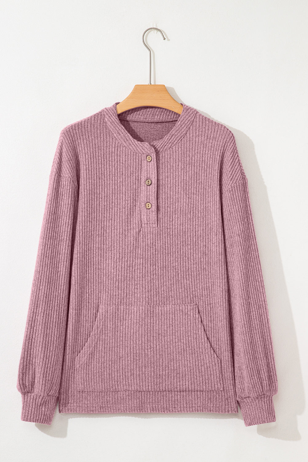Clearly Aqua Ribbed Henley Knit Top