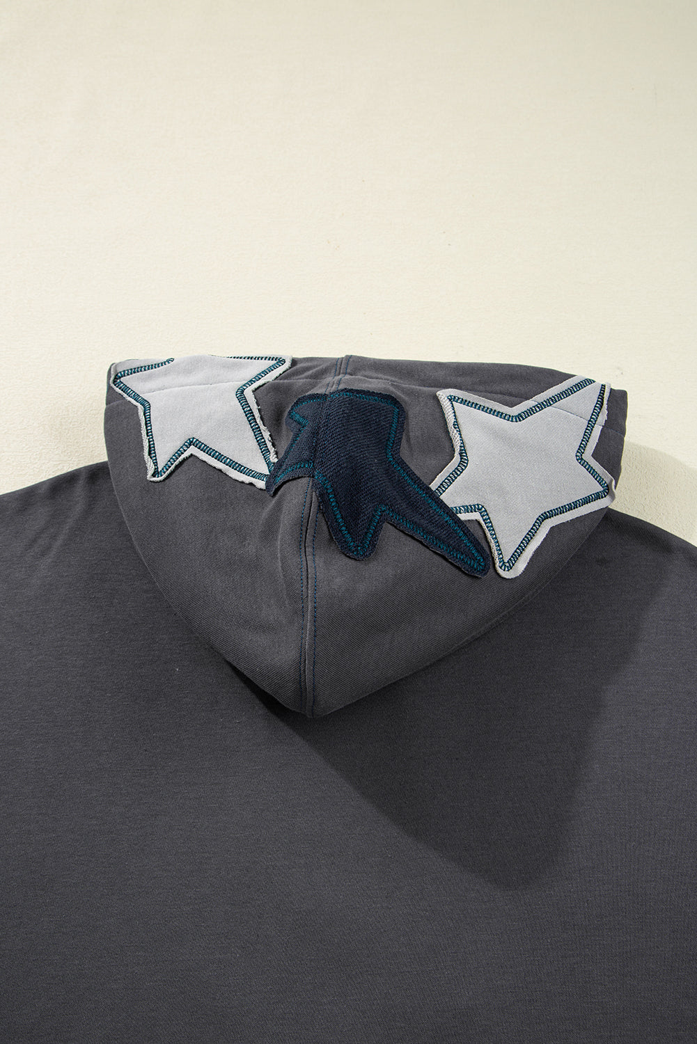 Carbon Gray Star-Appliqué Washed Hoodie