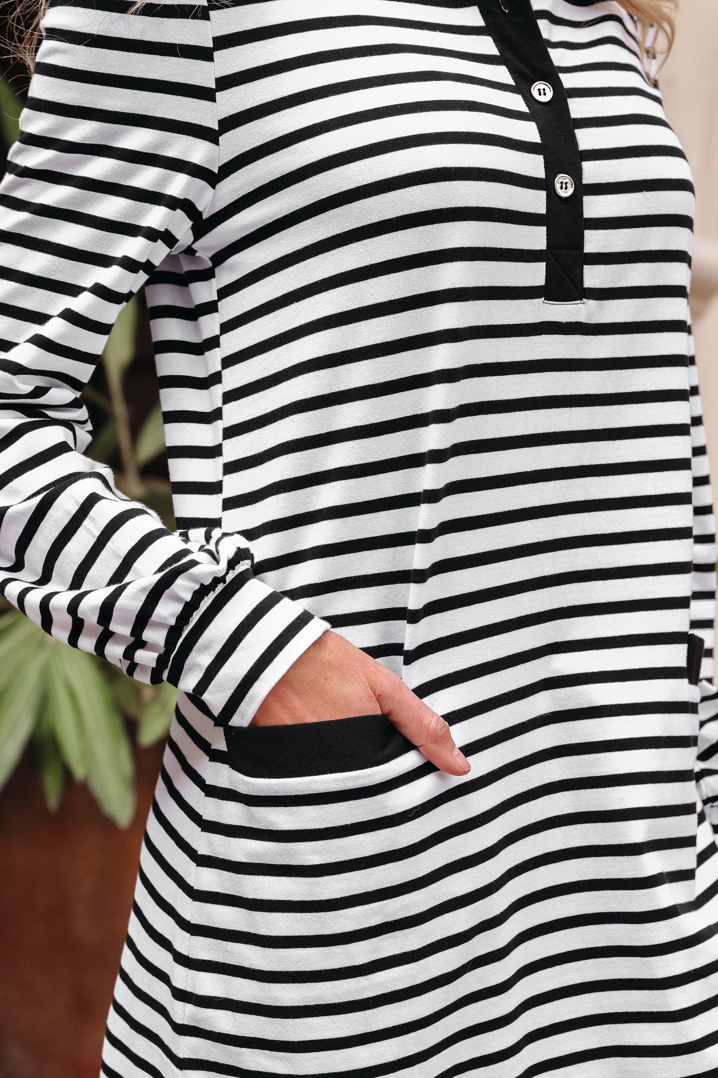White Striped Polo T-Shirt Dress