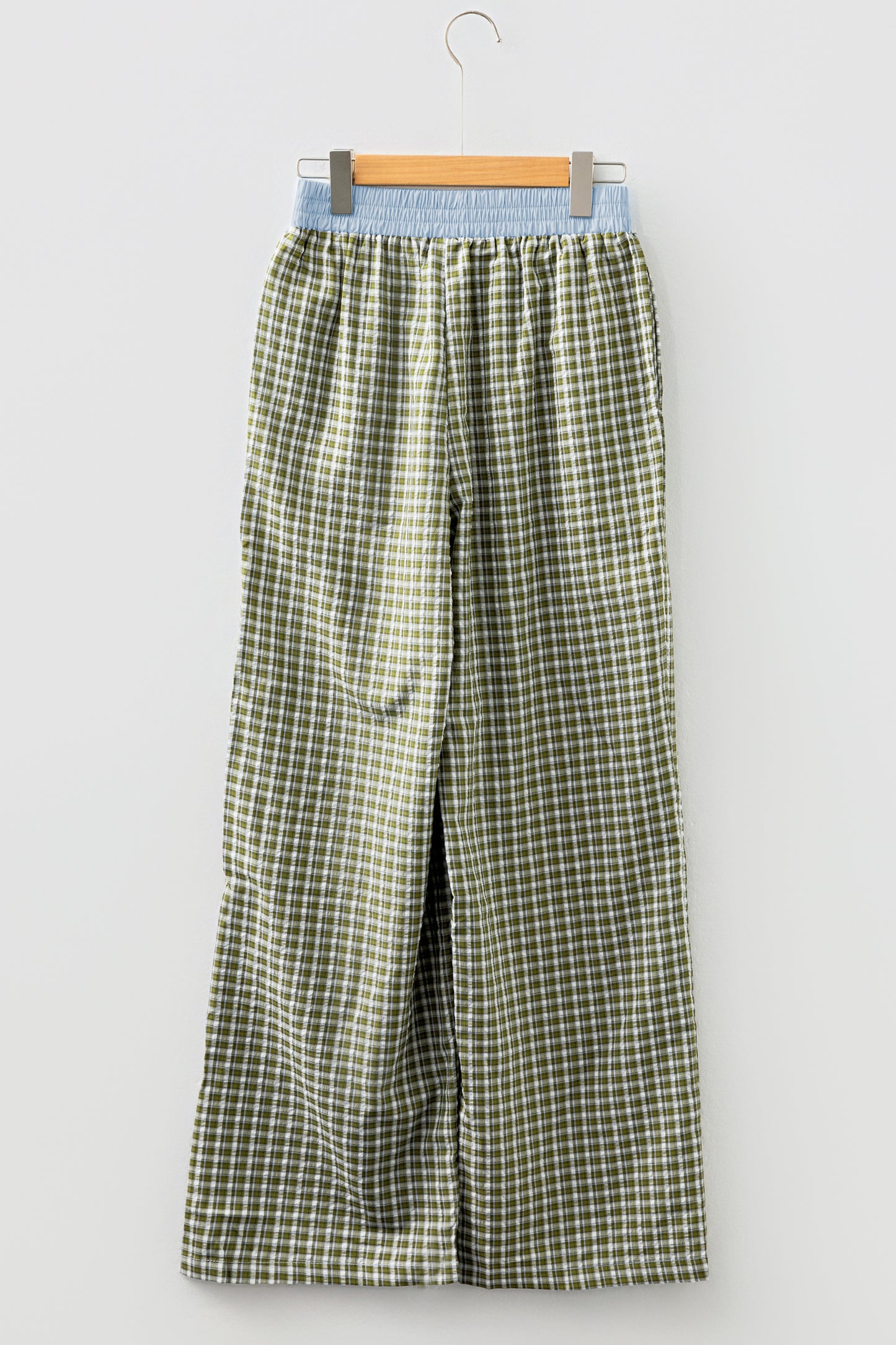 Brown Gingham Wide-Leg Boxer Pants