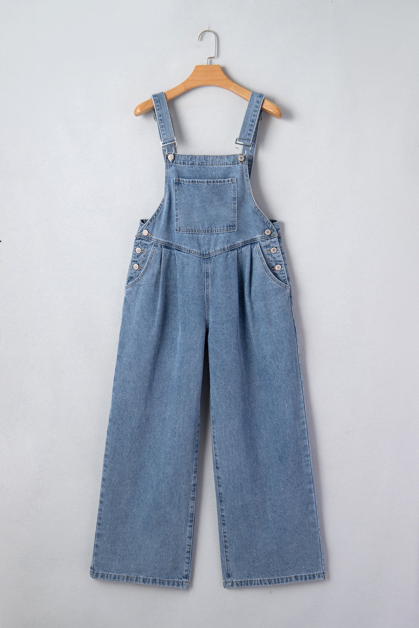 Dusk Blue Wide-Leg Denim Jumpsuit