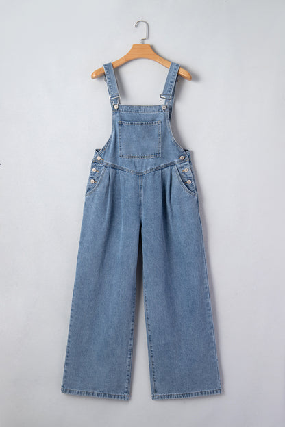 Dusk Blue Wide-Leg Denim Jumpsuit