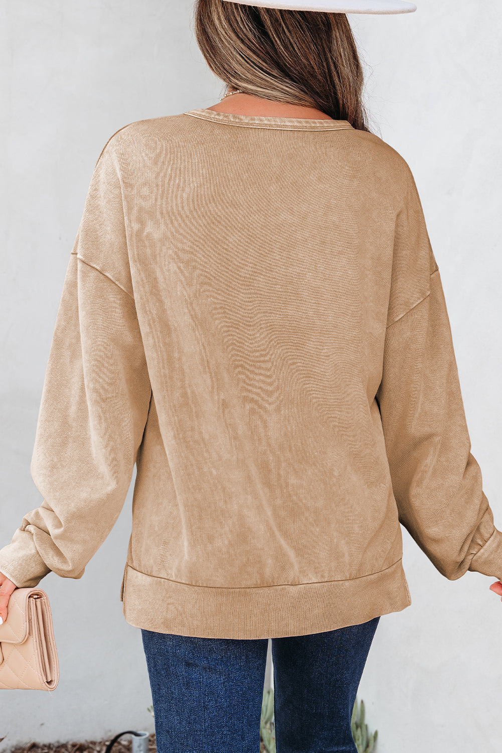 Orchid Bow-Appliqué Washed Sweatshirt