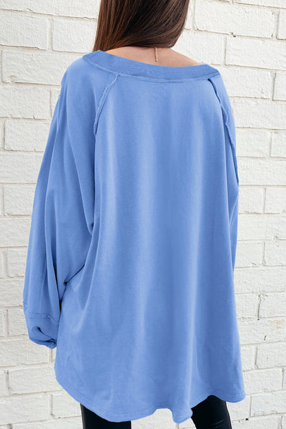 Beige Raw-Seam Oversized Sweatshirt
