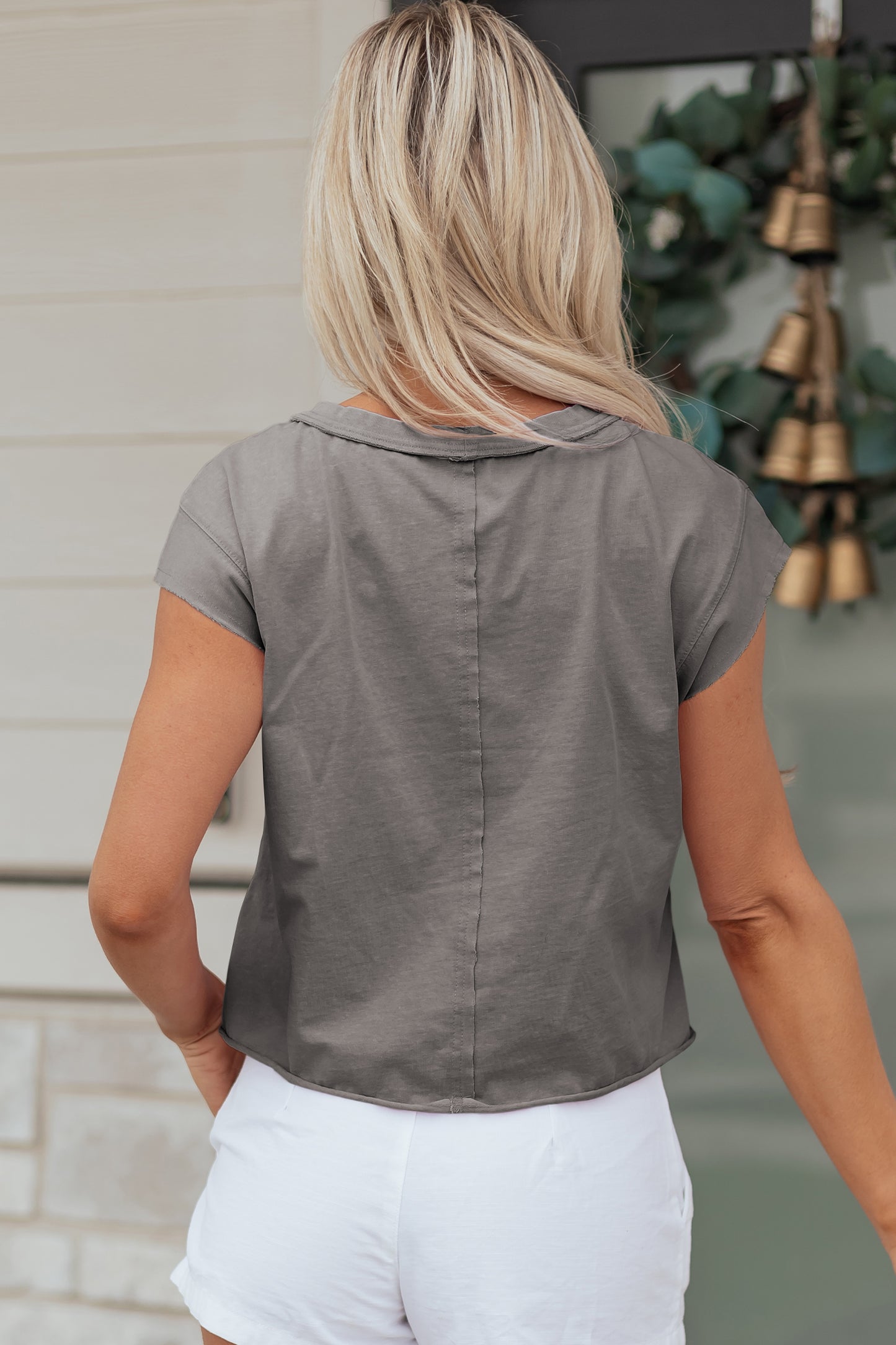 Medium Gray Mineral-Wash Cropped Tank Top