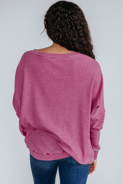 Dark Gray Waffle-Knit Relaxed Top