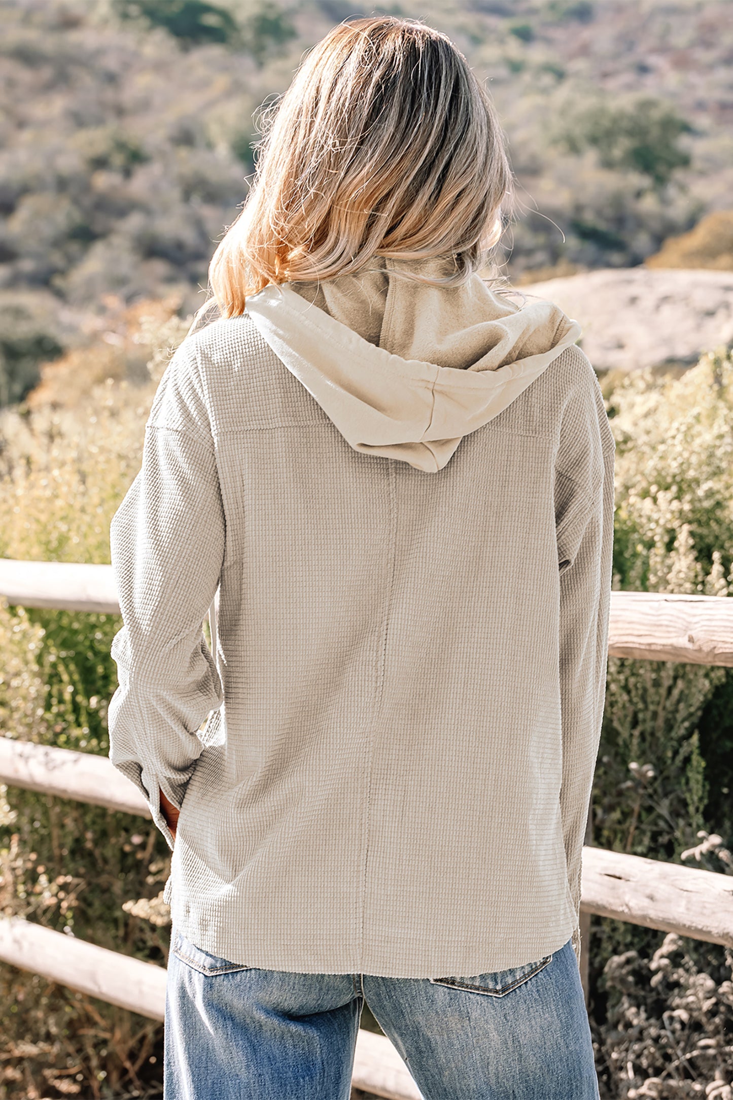 Laurel Green Layered Textured Hooded Jacket