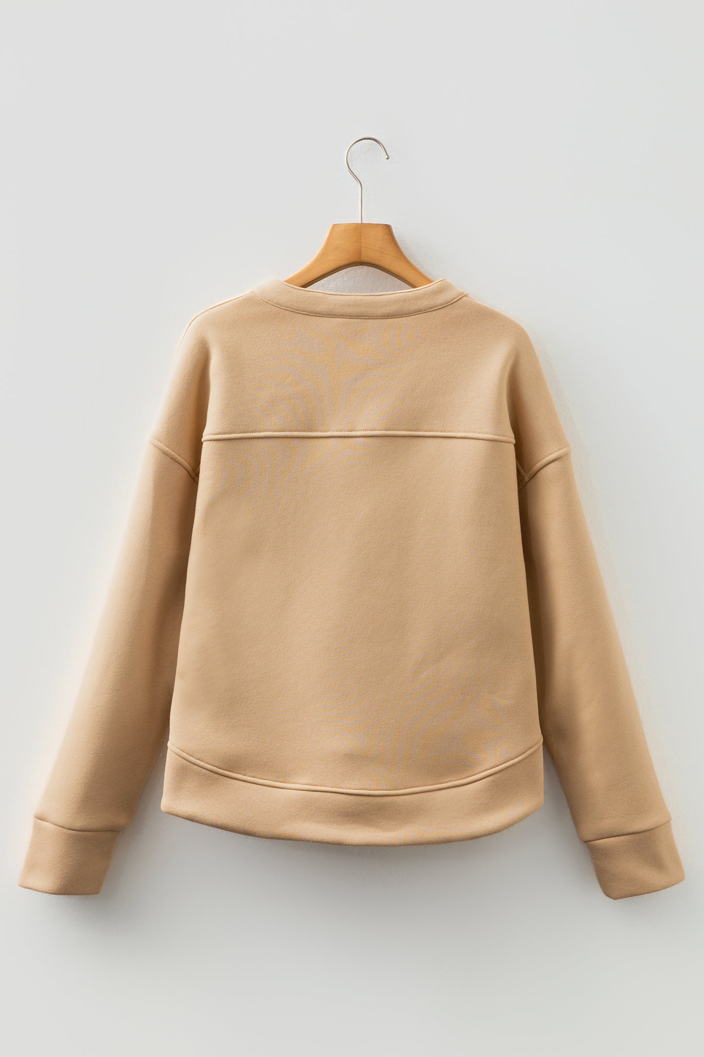 Light Beige Grommet V-Neck Sweatshirt