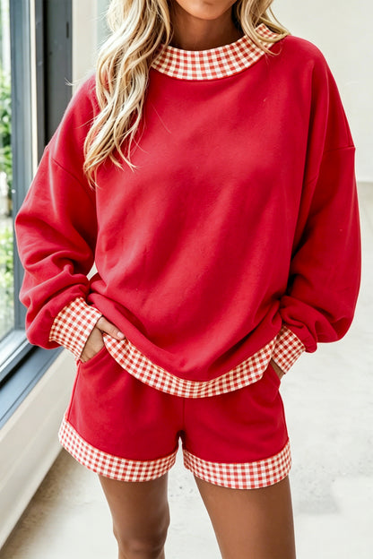 Polka-Dot Trim Pullover & Shorts Set