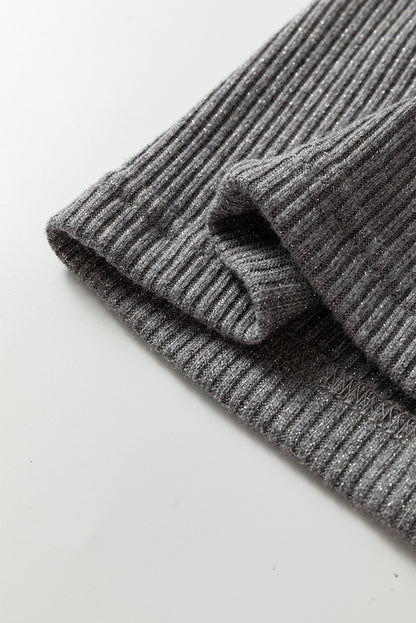 Sleet Gray Ribbed Slim Cardigan