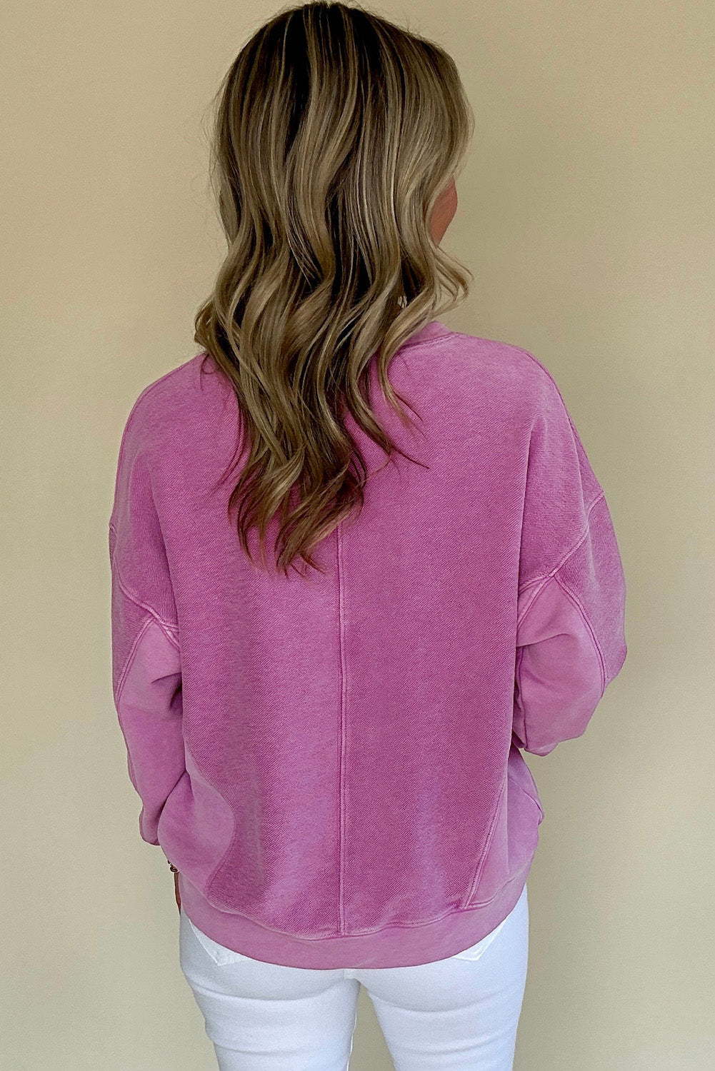 Skobeloff Solid Notched Neck Drop-Shoulder Sweatshirt