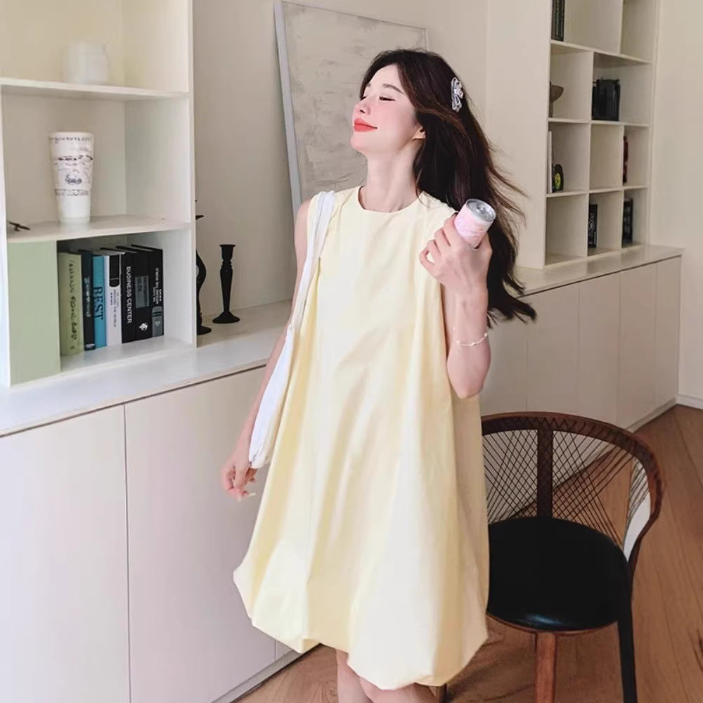 Petite Feminine Youthful Yellow Off-Shoulder Dress
