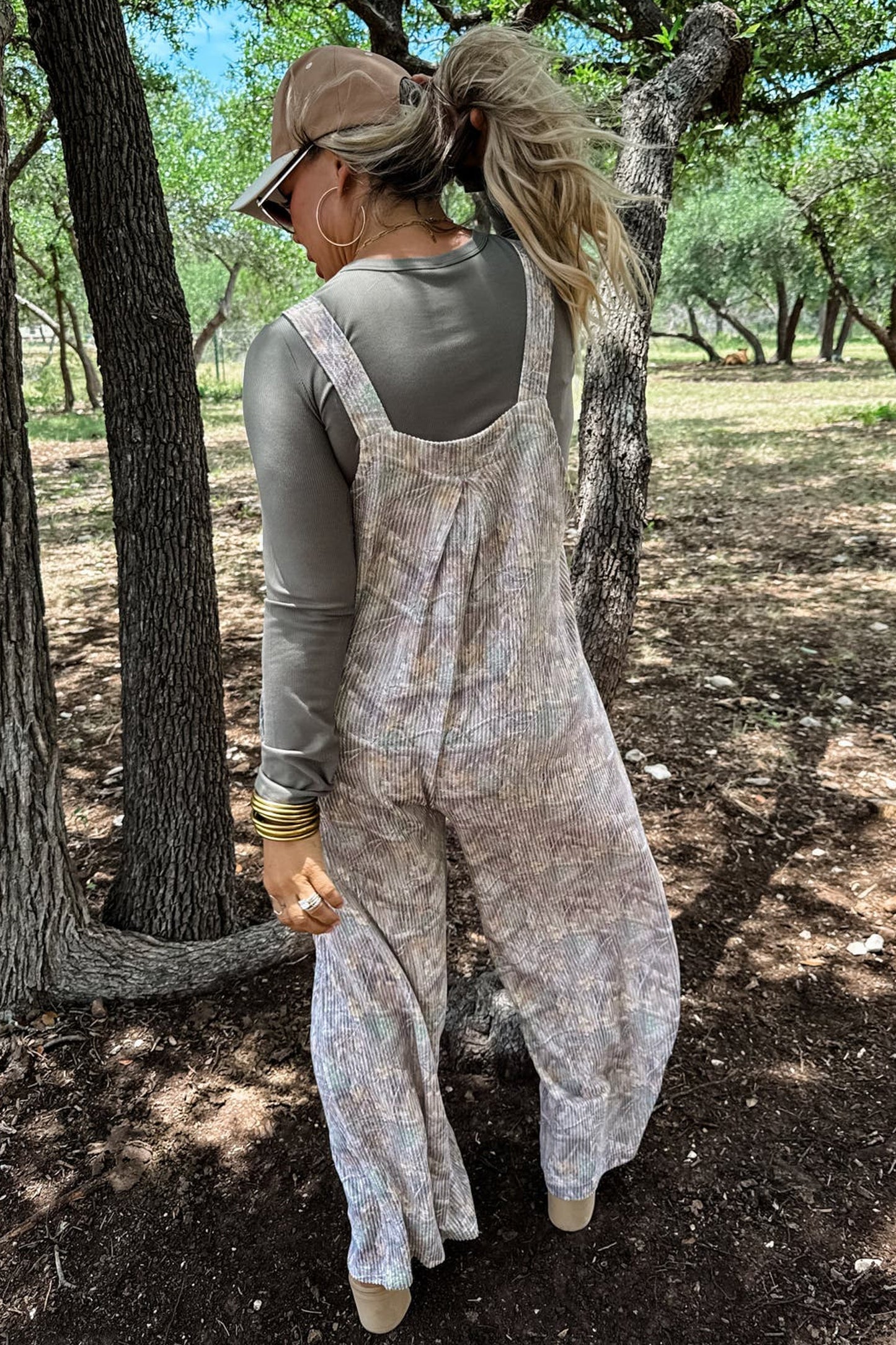 Brown Camouflage Sleeveless Jumpsuit