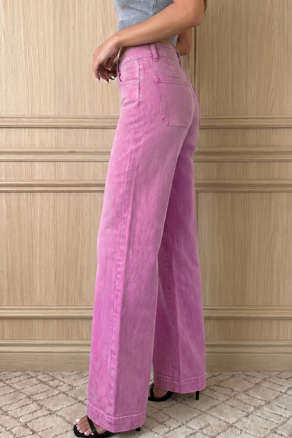 White 2-Button High-Waist Wide-Leg Jeans