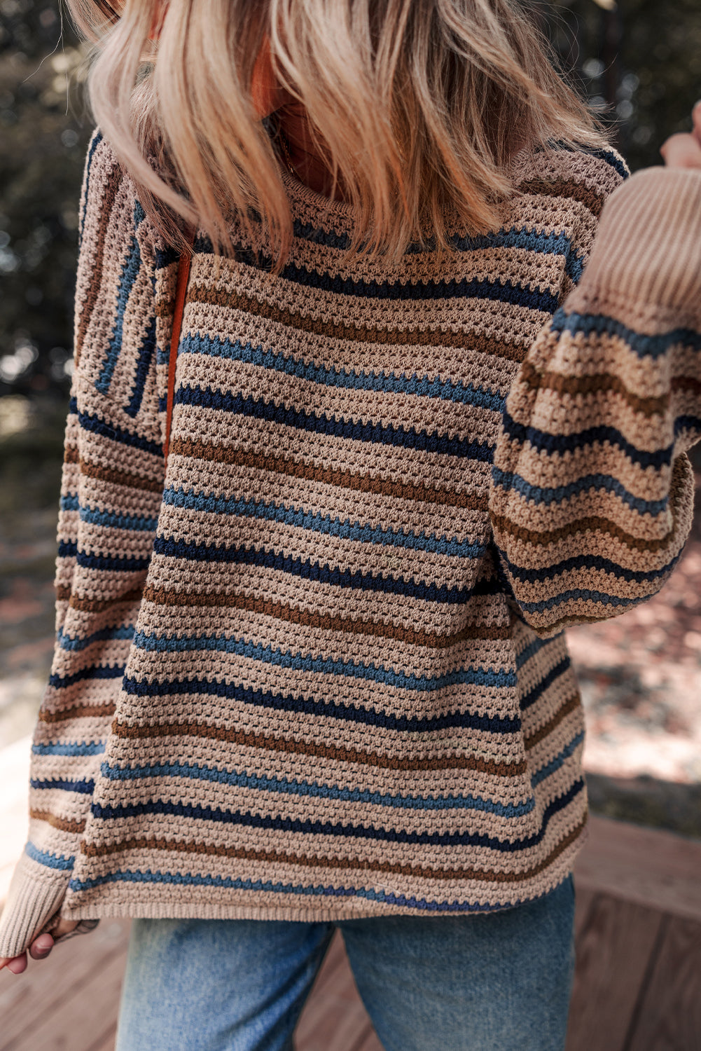 Multicolor Striped Drop-Shoulder Sweater