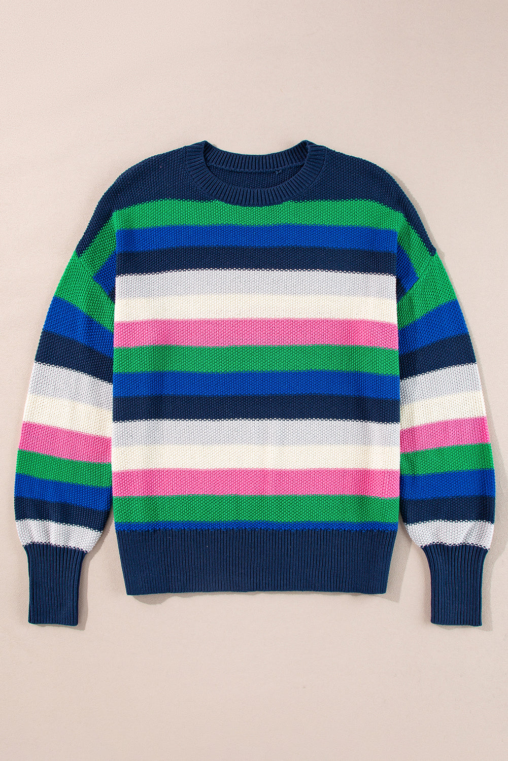Bright Green Rainbow-Striped Sweater