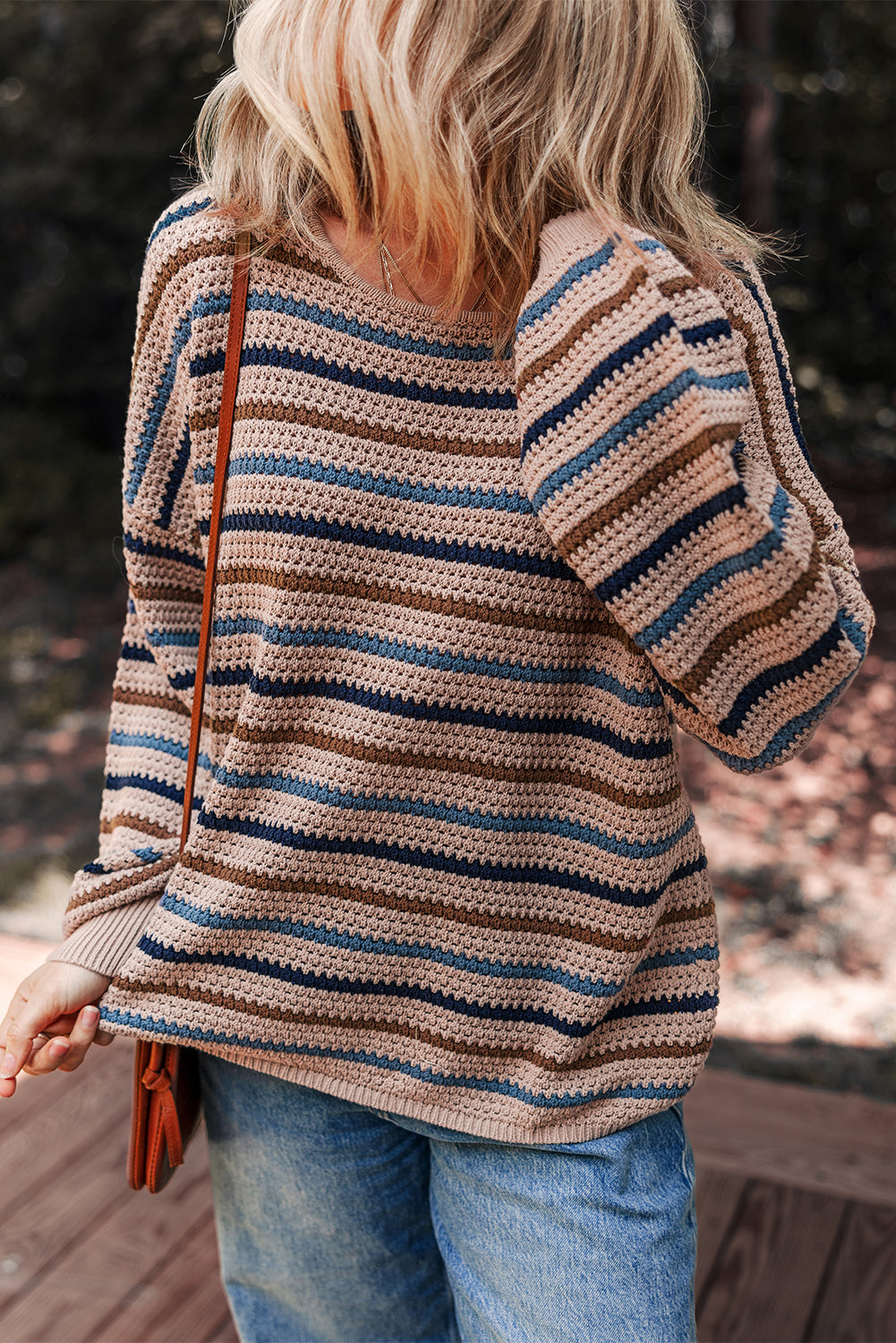 Multicolor Striped Drop-Shoulder Sweater
