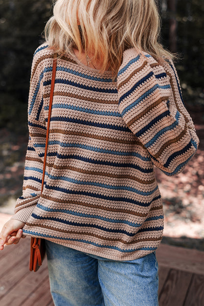 Multicolor Striped Drop-Shoulder Sweater