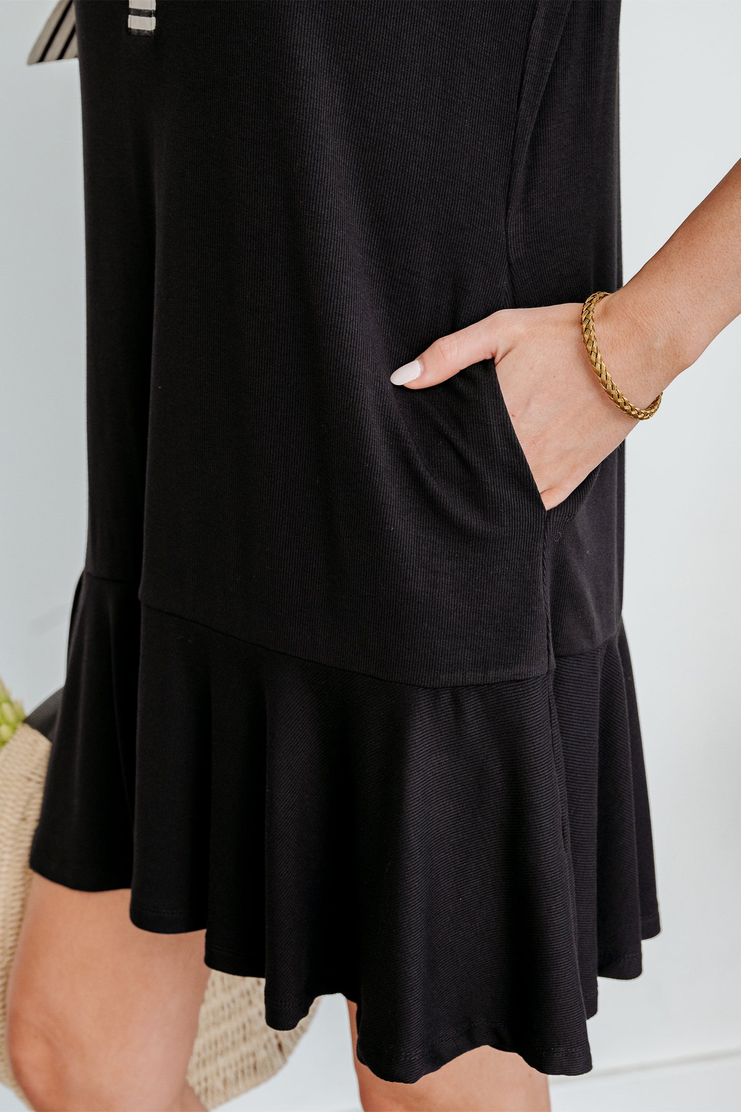 Black Stripe-Trim Polo Mini Dress