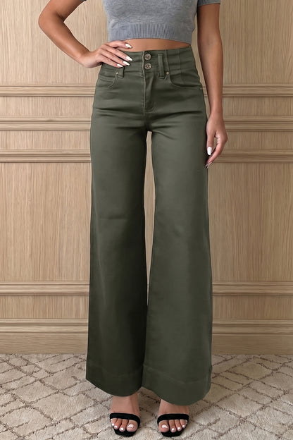 White 2-Button High-Waist Wide-Leg Jeans