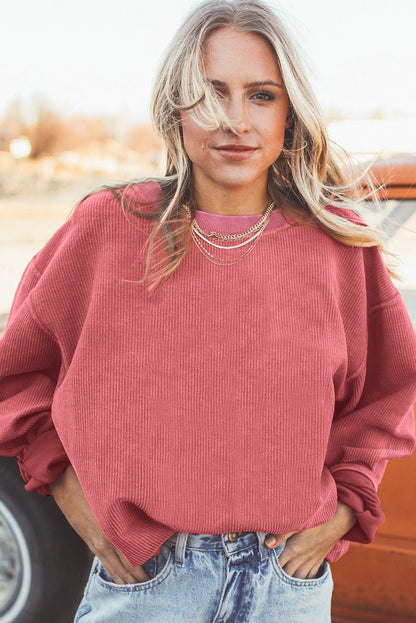 Dark Grey Ribbed Corduroy Oversized Sweatshirt