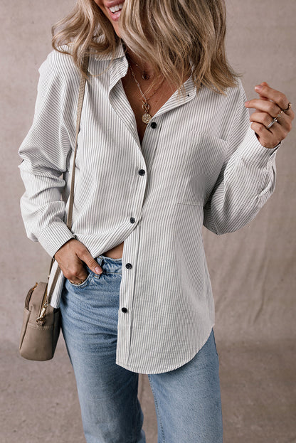 Striped Roll-Tab Longline Shirt