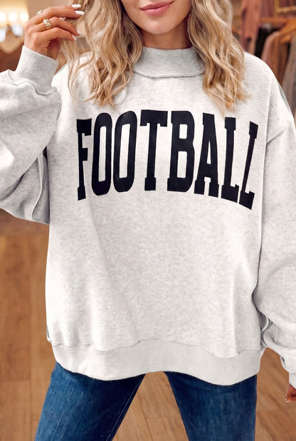 Light Grey High Neck GAMEDAY FOOTBALL Double Side Printed Reversible Sweatshirt
