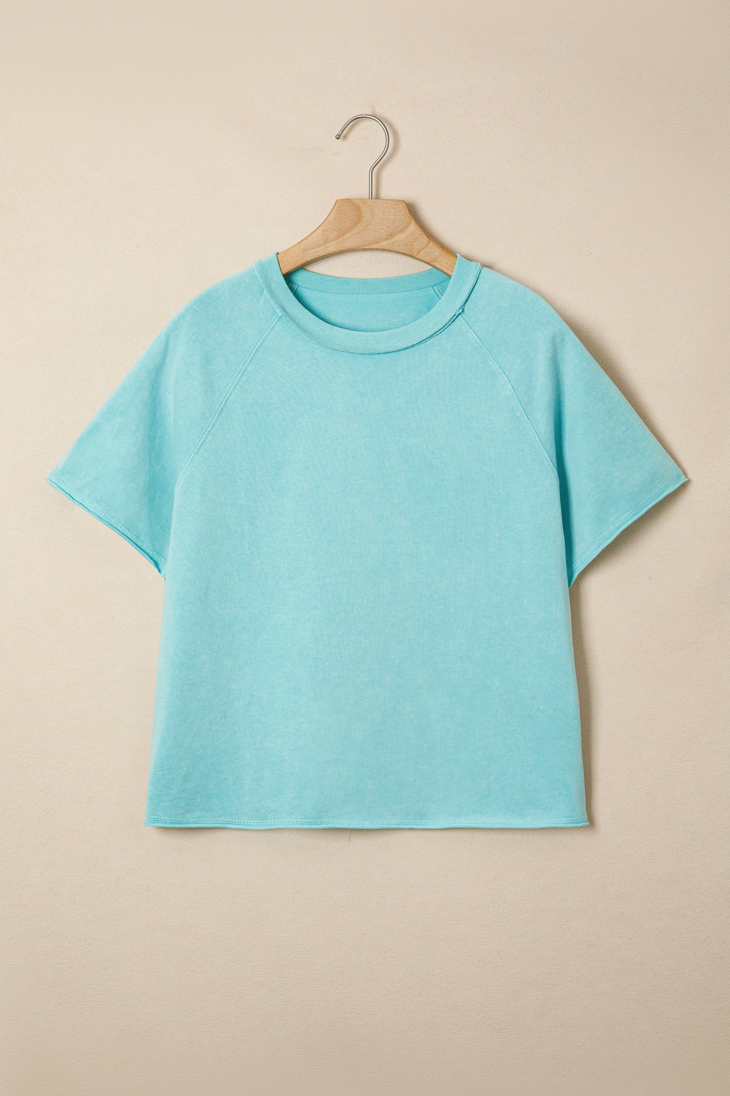 Mint Green Mineral-Wash Cropped T-Shirt