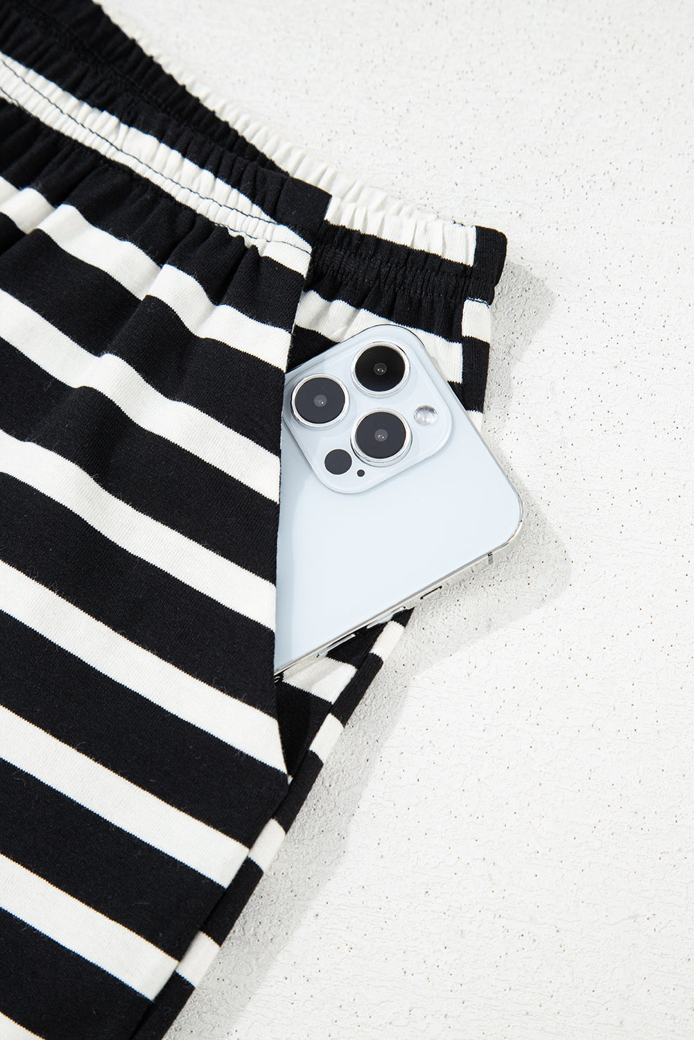 Black & White Stripe Tee & Shorts Set