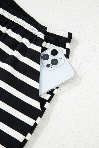 Black & White Stripe Tee & Shorts Set