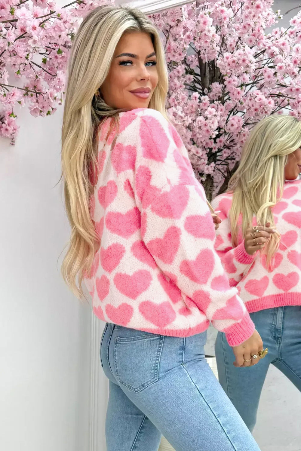 Strawberry Pink Heart-Graphic Sweater
