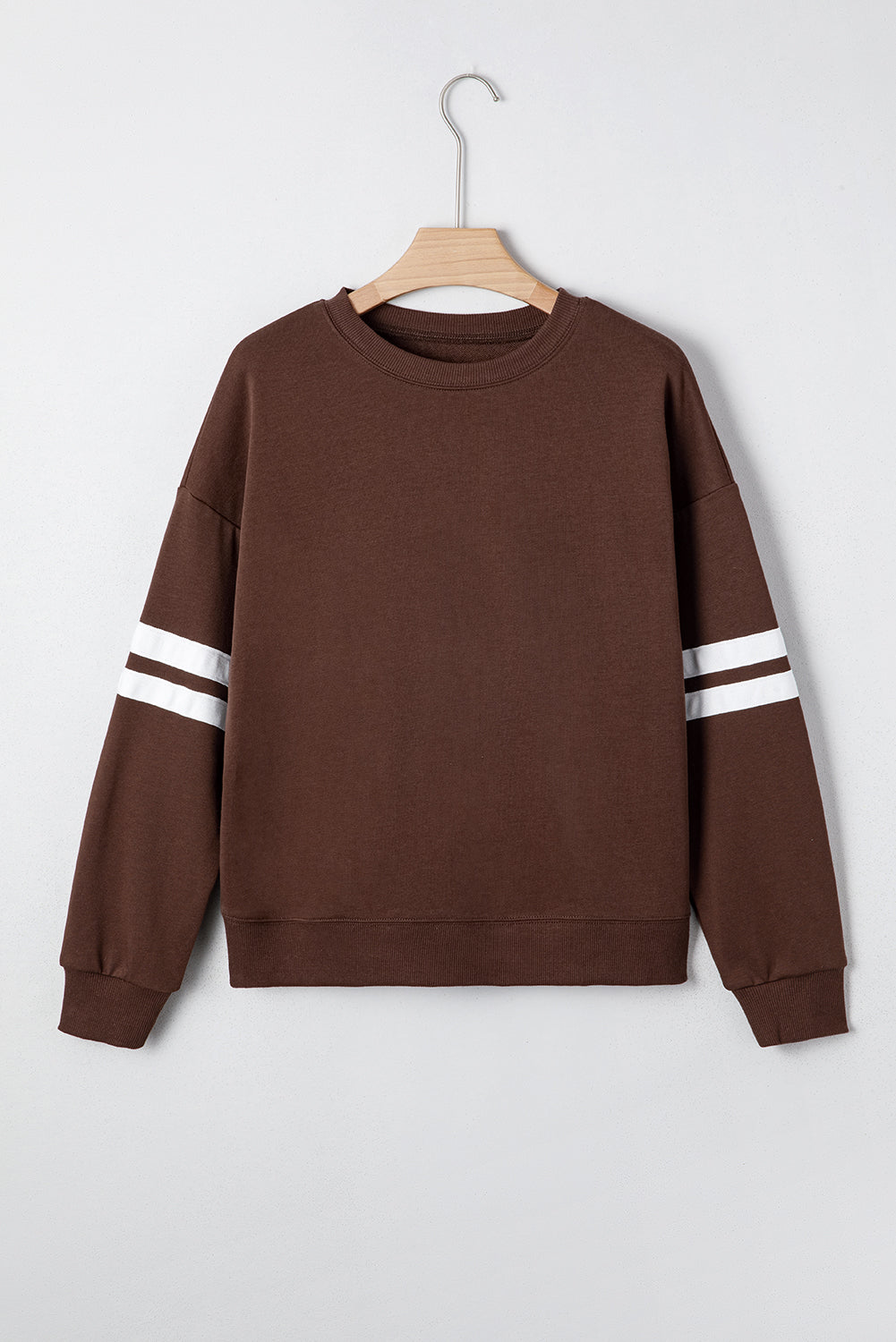 White Varsity Striped Detail Drop-Shoulder Oversized Sweatshirt