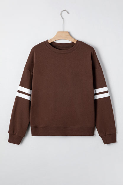 White Varsity Striped Detail Drop-Shoulder Oversized Sweatshirt