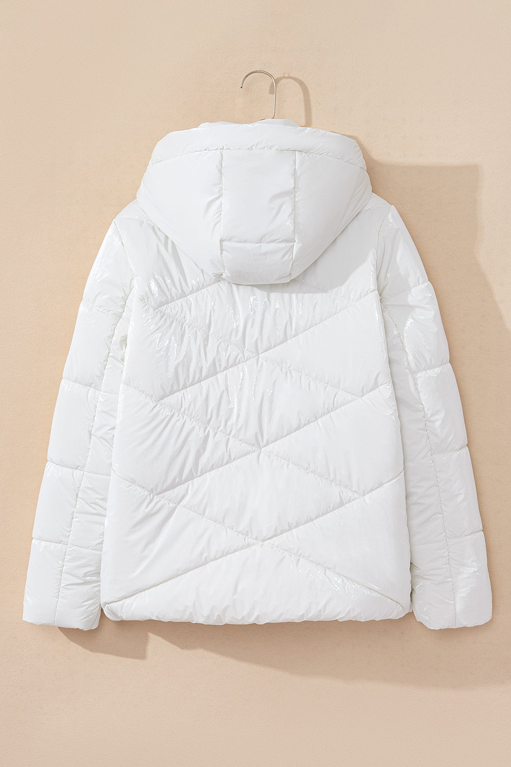 White Quilted Hooded Puffer Coat