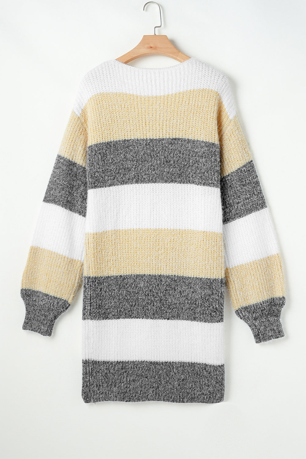 Gray Color-Block Stripe Sweater Dress
