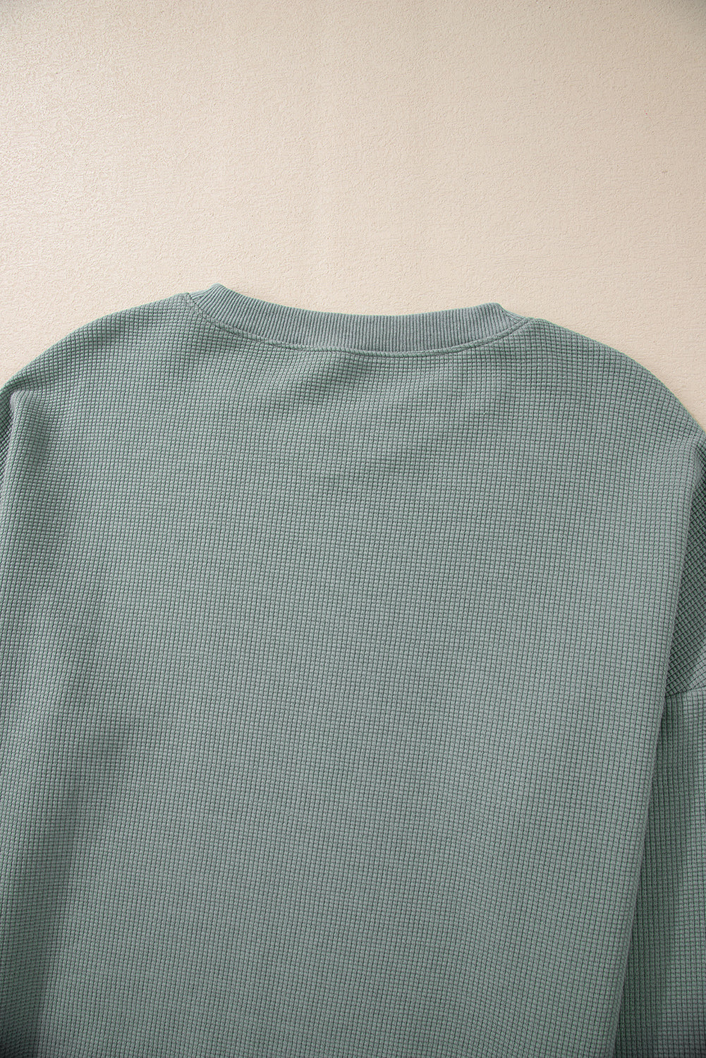 Aqua Waffle-Knit Drop-Shoulder V-Neck Top