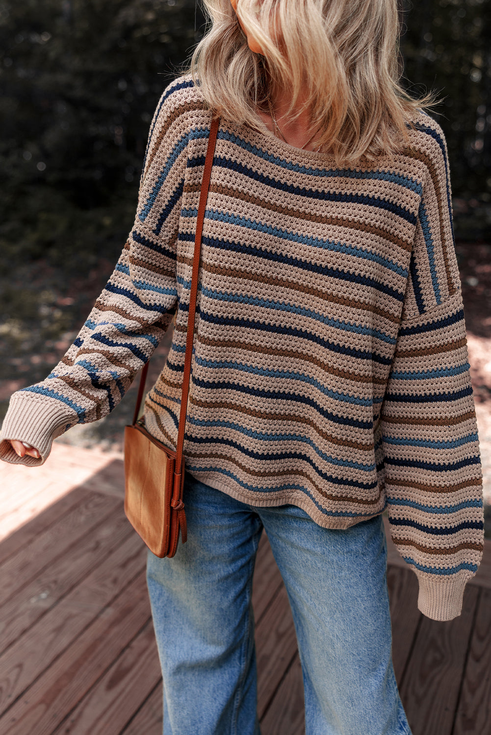 Multicolor Striped Drop-Shoulder Sweater