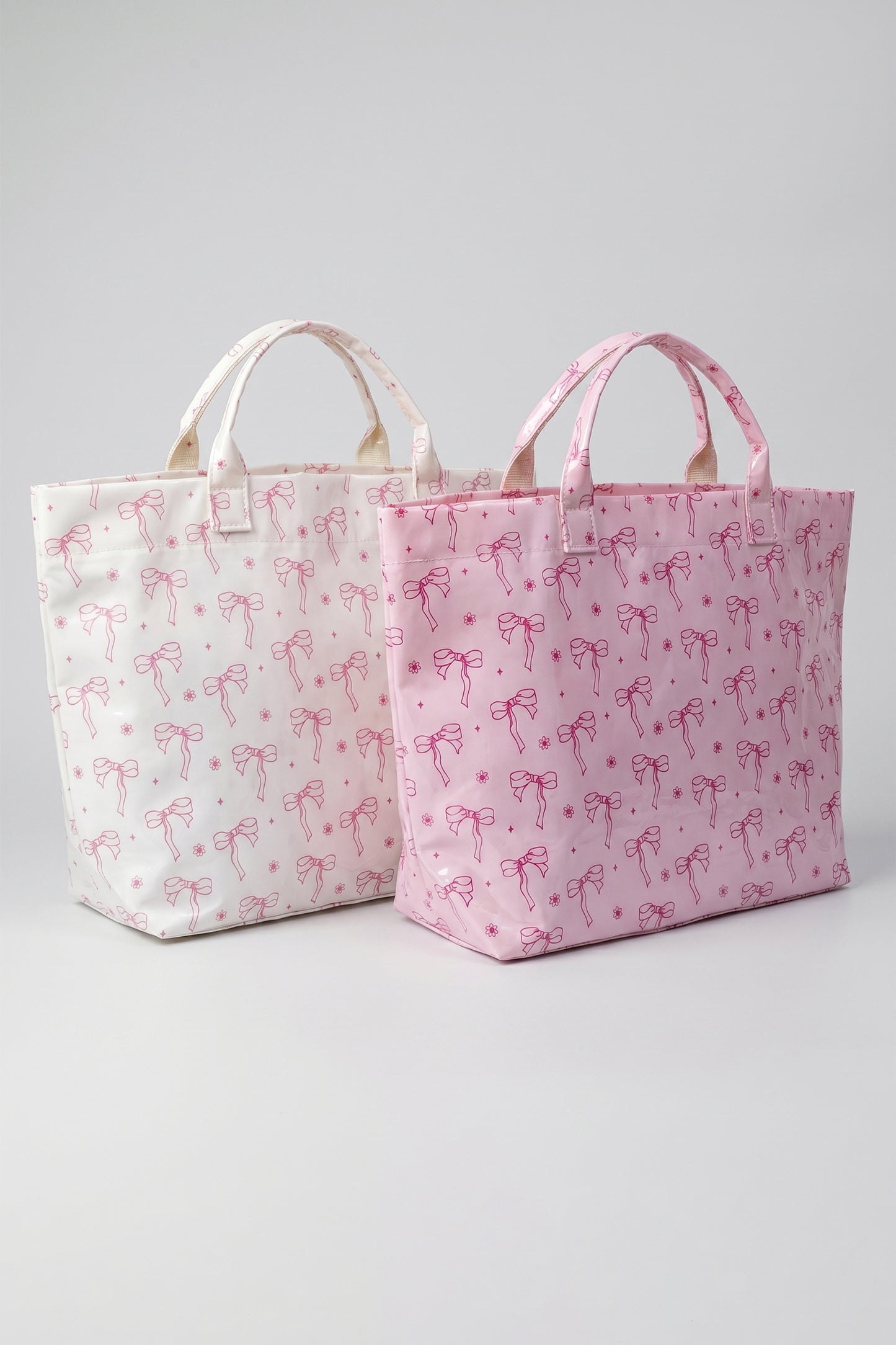 White Bow-Print Tote Bag