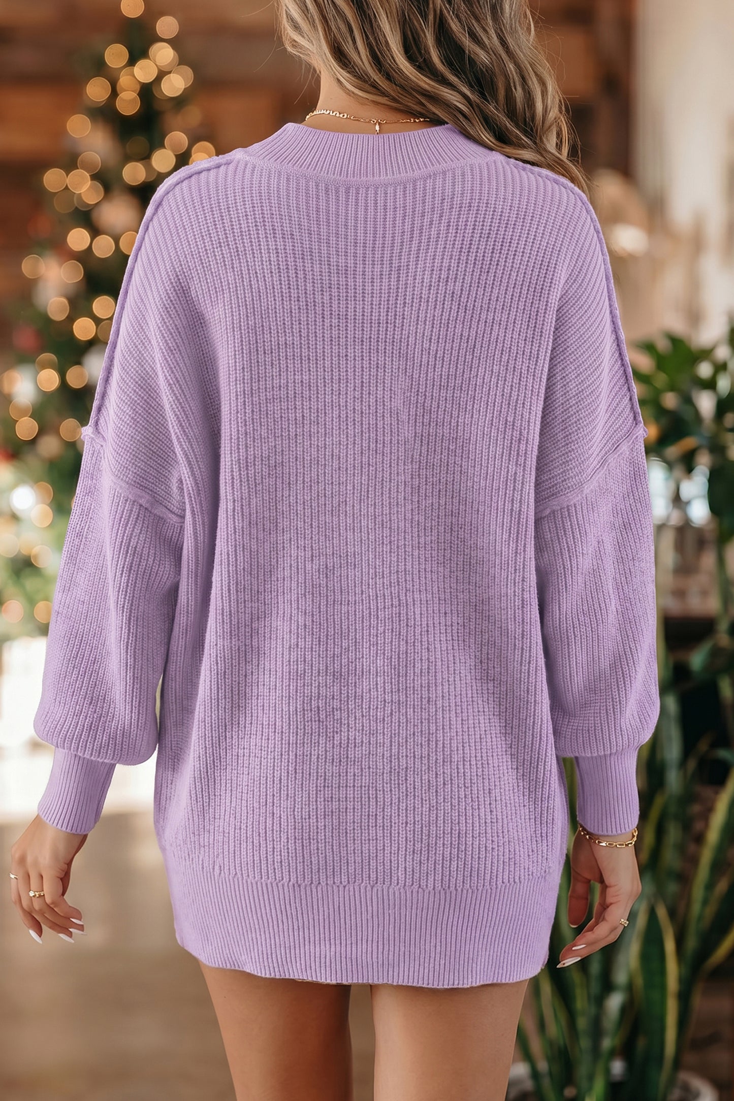 Orchid Ribbed Mock-Neck Sweater