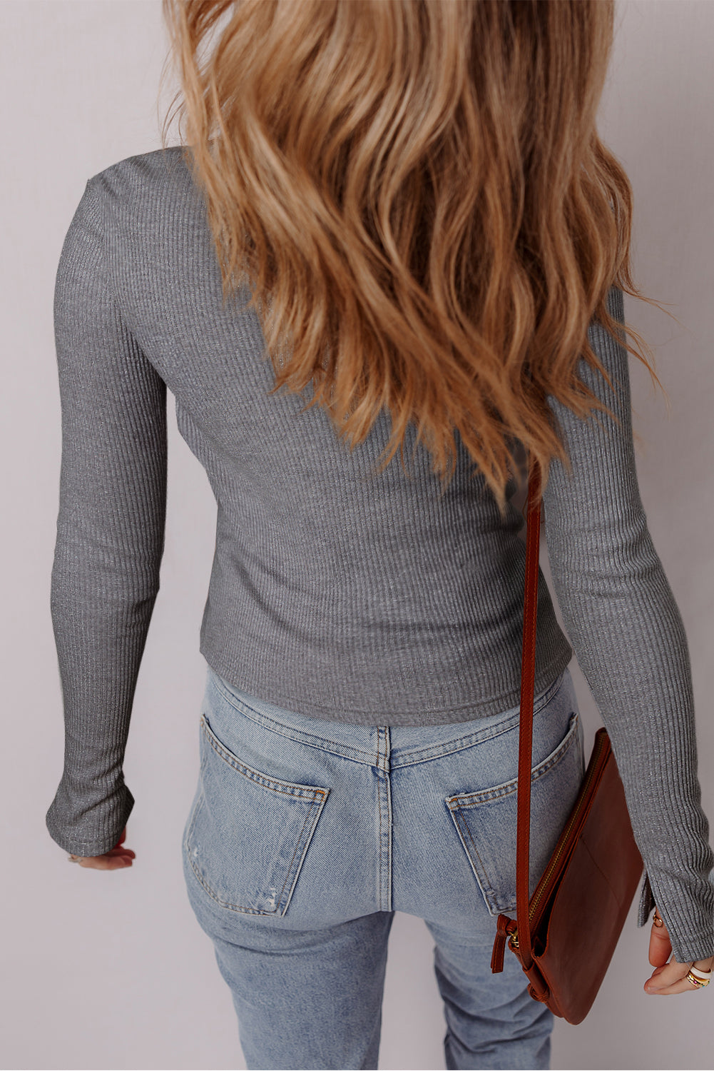 Sleet Gray Ribbed Slim Cardigan