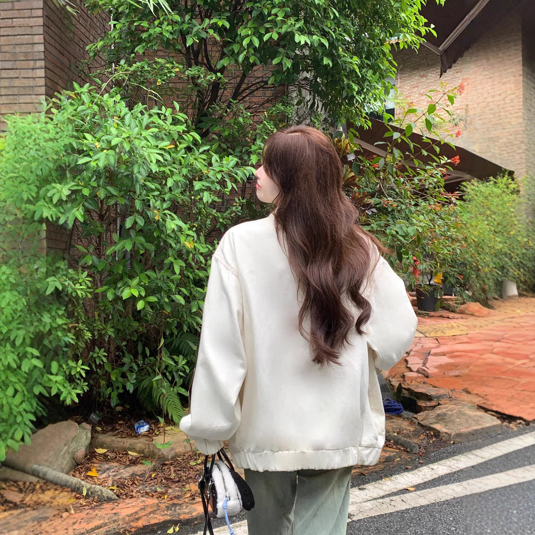Collared Color-Block Mid-Length Jacket