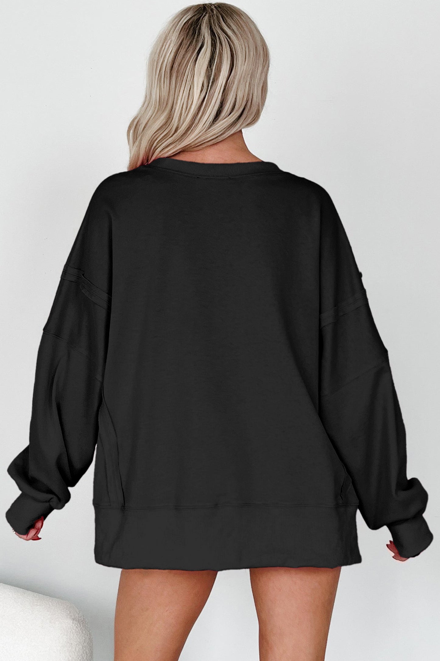 White XOXO Sequin Bow Graphic Sweatshirt