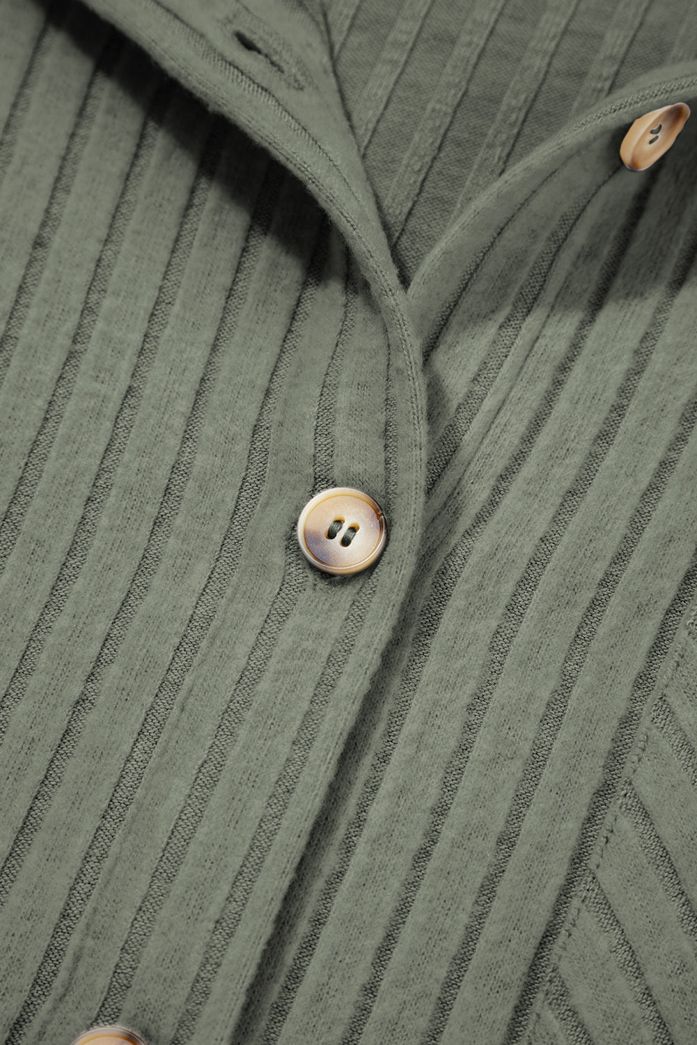 Mist Green Ribbed Button-Up Shacket