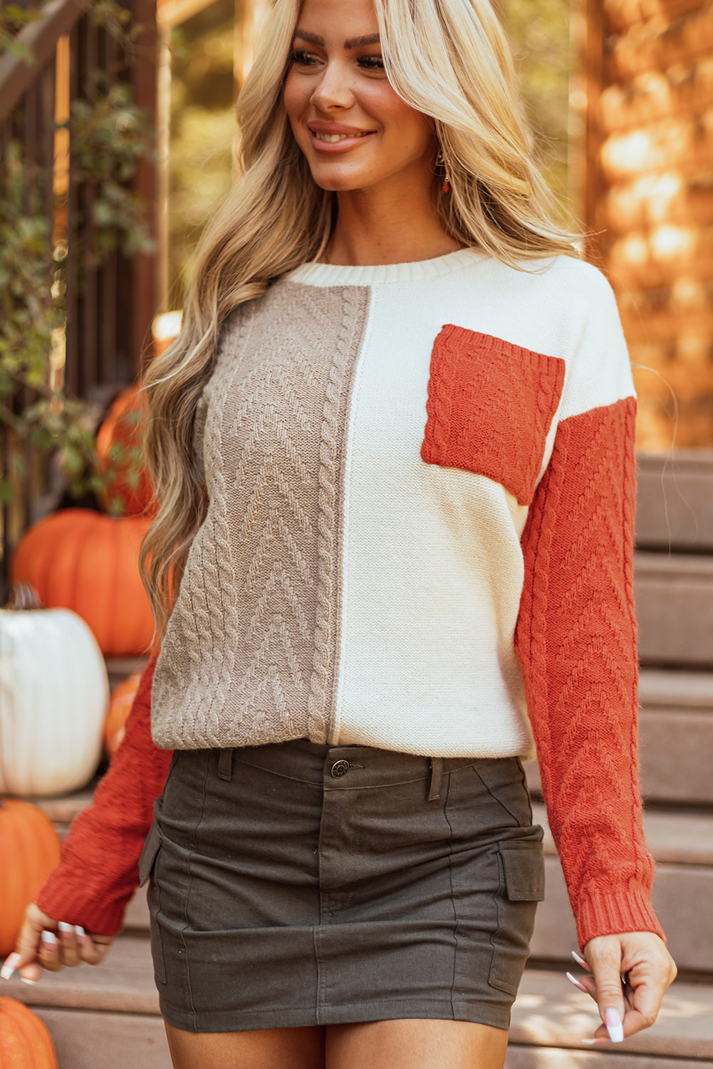 Vineyard Green Color-Block Pocket Sweater