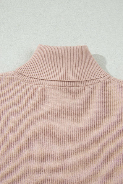 Light Beige High-Neck Sweater Vest